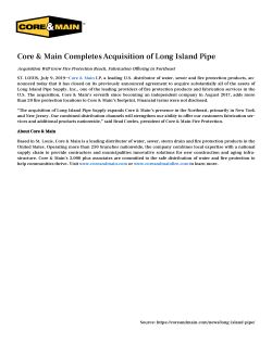 Core & Main Completes Acquisition of Long Island Pipe 7.9.2019