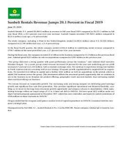 Sunbelt Rentals Revenue Jumps 20.1 Percent in Fiscal 2019 6.19.2019