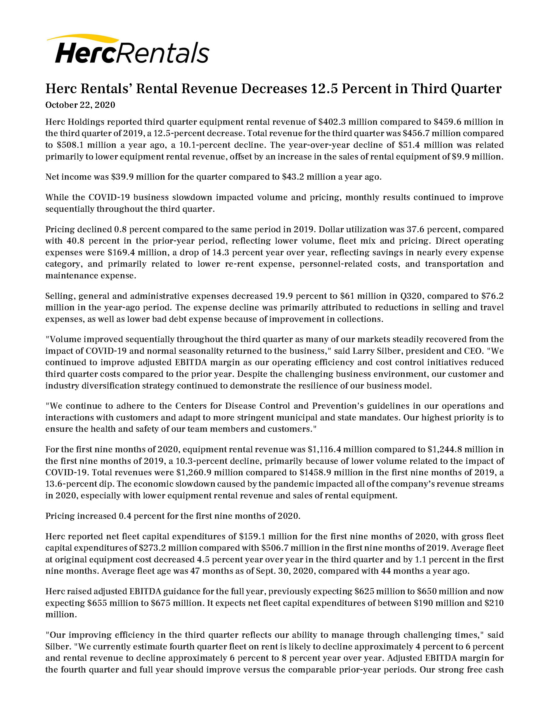 Pages from Herc Rentals’ Rental Revenue Decreases 12.5 Percent in Third Quarter 10.22.2020